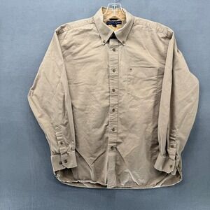 Tommy Hilfiger Mens Khaki Tan Button Down Shirt Large Long Sleeve Cotton